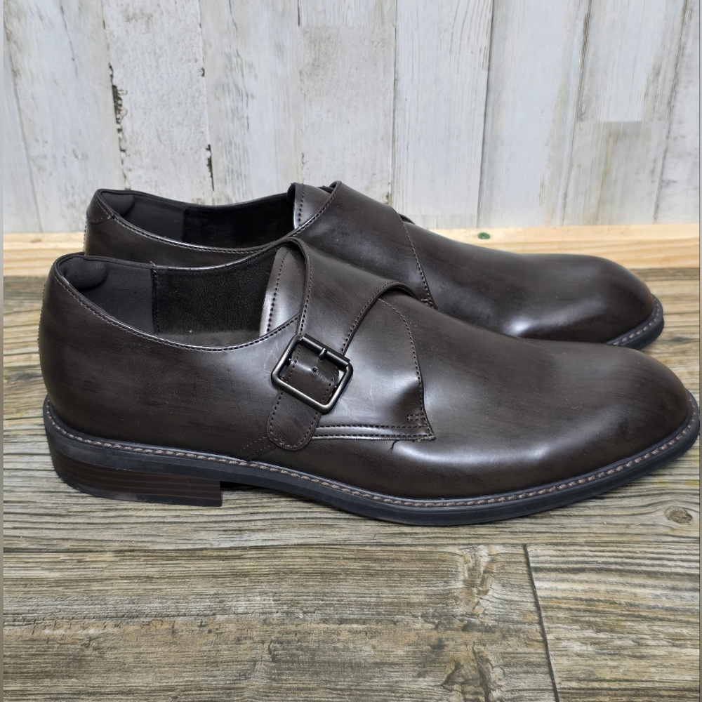 Kenneth Cole Thompson Monk Strap Leather Loafers Men's 11.5 Brown